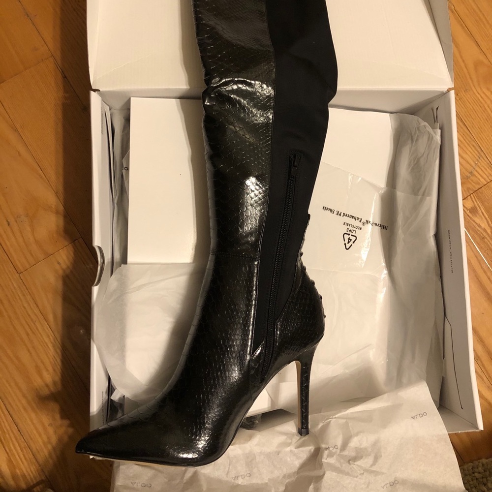 Aldo Black Snakeskin Boots